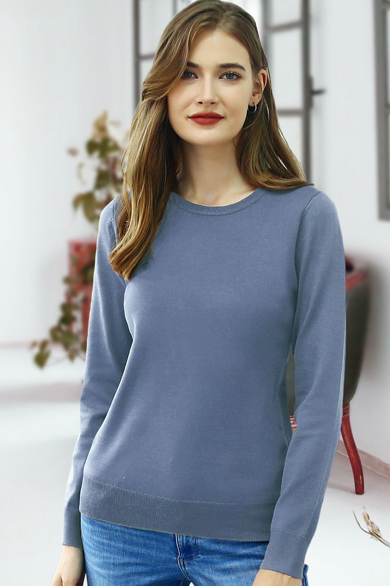 LONG SLEEVE CREW NECK PULLOVER SWEATER