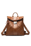 DIAMOND SHAPE QUILTED TRENDY LEATHER BACKPACK