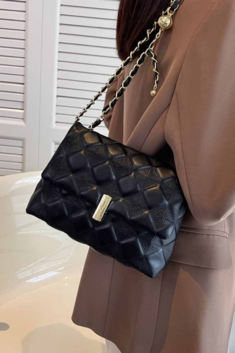 RHOMBIC TEXTURE CHAIN LARGE BAG CWAB0483