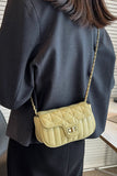 QUILTED CHAIN LAYERED STRAP SQUARE PURSE BAG