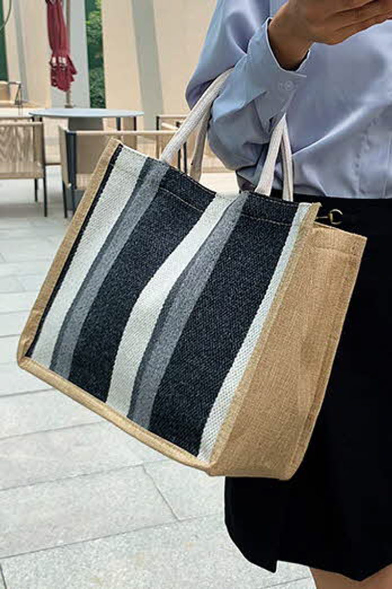 LINEN LARGE CAPACITY ONE SHOULDER TOTE BAG