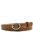 ROUND METAL BUCKLE QUILTING CASUAL BELT
