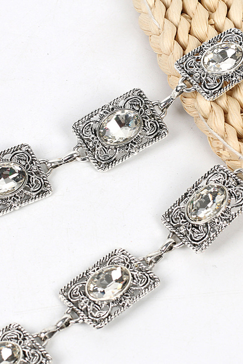 FASHION DIAMOND INLAID SILVER WAIST CHAIN