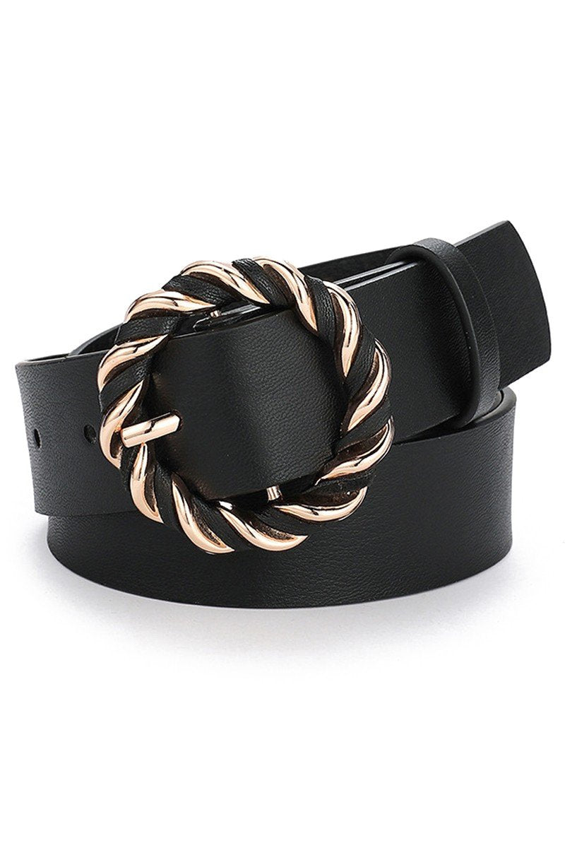 TRENDY TWISTED KNIT STYLE BUCKLE LEATHER BELT
