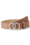 BEADS DETAIL DOUBLE O RING TRENDY LEATHER BELT