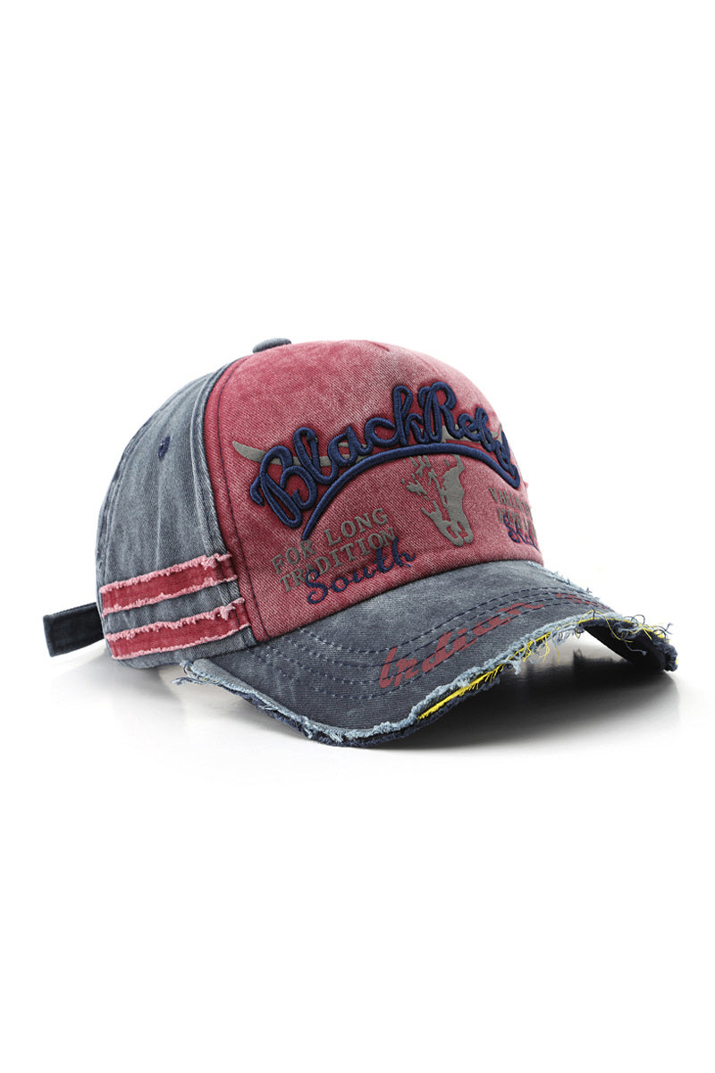 WOMEN RETRO DENIM PATCHWORK WASHED BASEBALL CAP