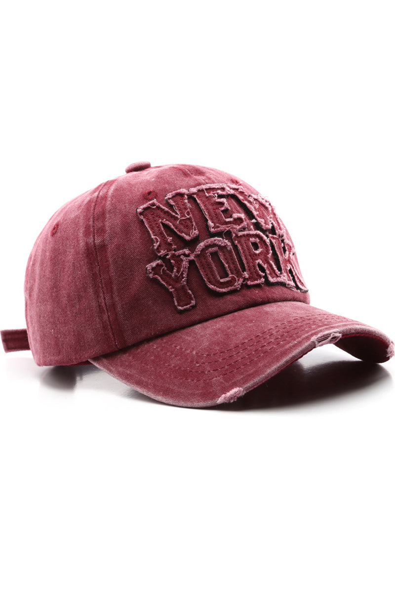 WOMEN LETTER EMBROIDERED RIPPED BASEBALL CAP
