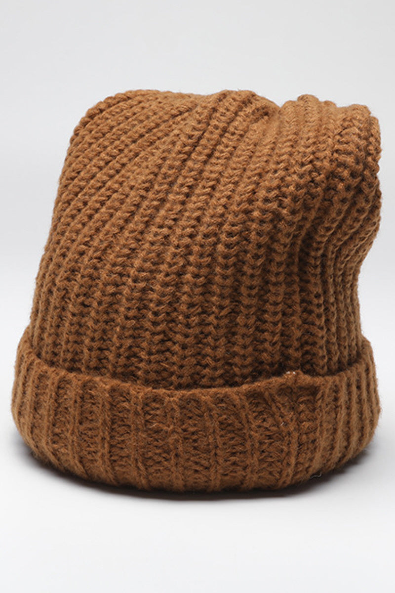 WOMEN WARM WOOL SOLID COLOR KNITTED HAT