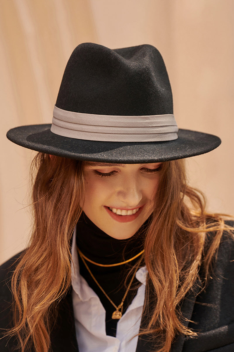 WOMEN WIDE BRIM WARM STYLE BELT PANAMA HAT