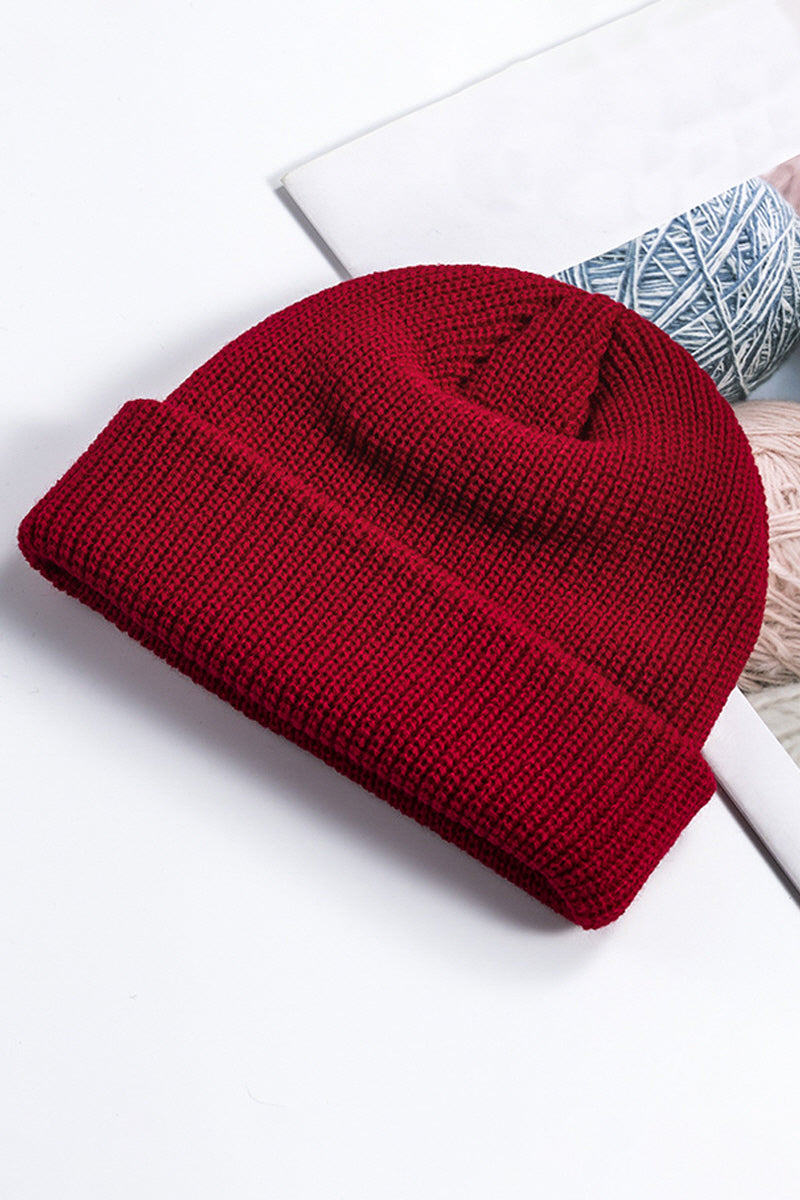 WOMEN SOLID COLOR KNIT HAT WITHOUT EAVES