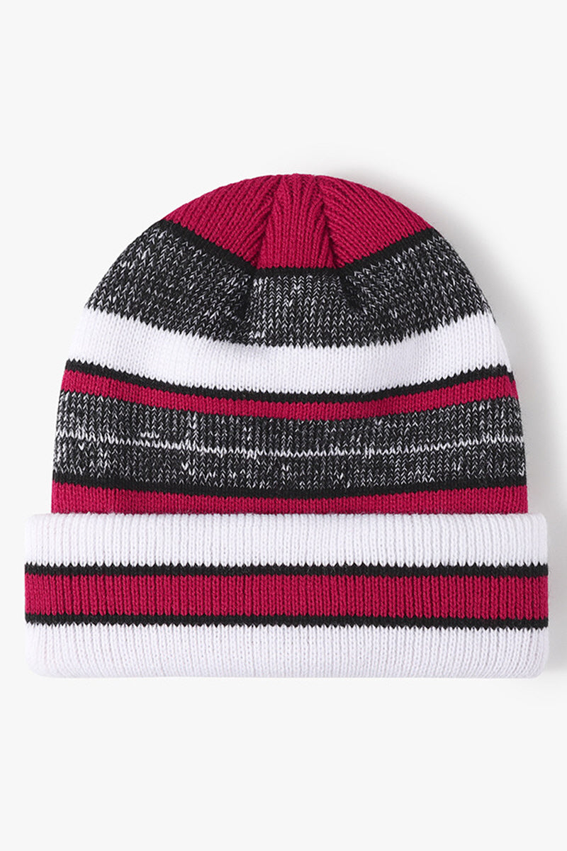 WOMEN DOUBLE-LAYER WARM COLOR MATCHING KNITTED HAT