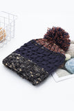 WOMEN COLOR MATCHING KNITTED SOFT HAT WITH BALL