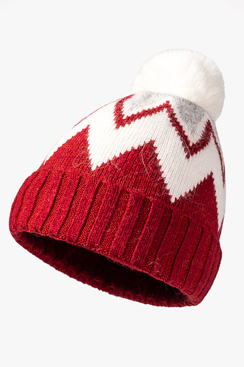 WOMEN GRADUATED SOFT CAP KNITTED HAT WITH BALL