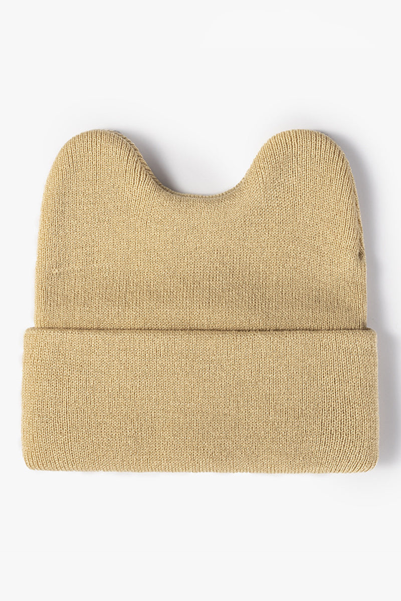WOMEN SOLID COLOR RABBIT EAR KNITTED HAT