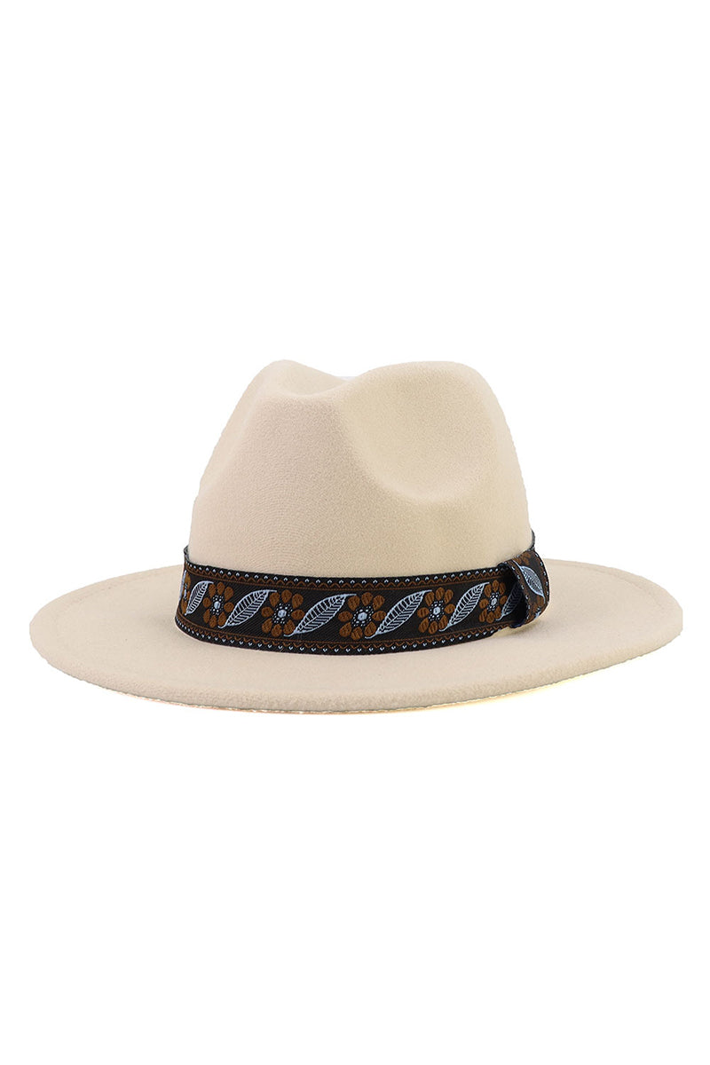 WOMEN WARM RETRO FEDORA BELT PANAMA HAT