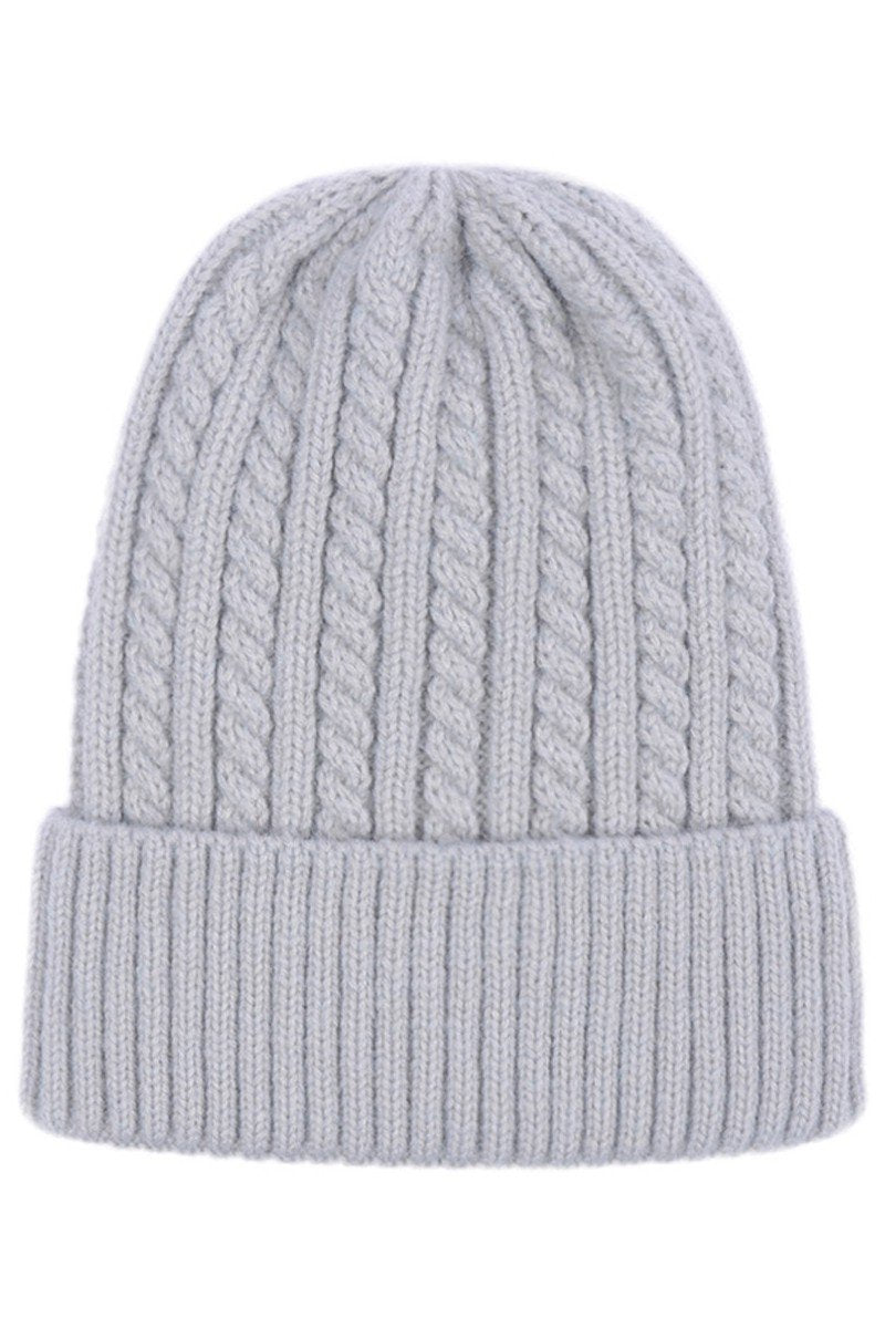 SOLID BASIC TWISTED KNIT BEANIE