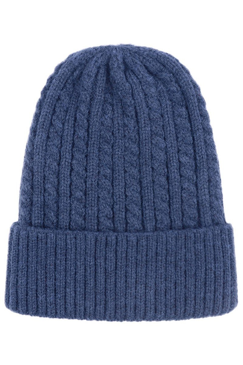 SOLID BASIC TWISTED KNIT BEANIE