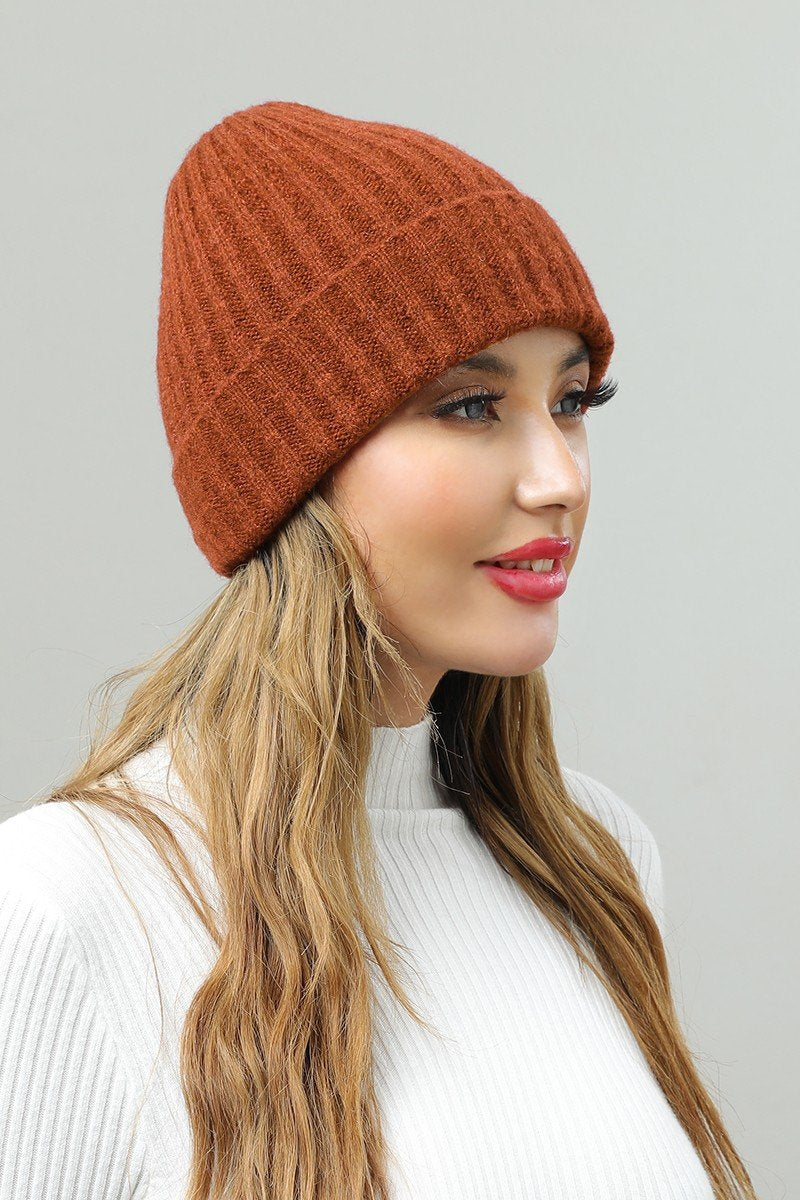 SOLID TRENDY ROLLUP KNIT BEANIE
