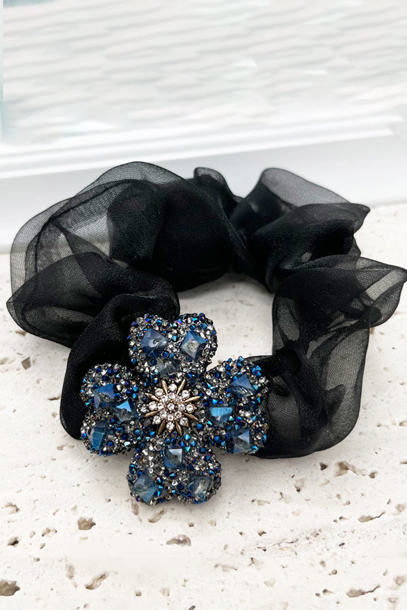 FOUR LEAF CLOVER FLASH DRILL DECOR TONE SCRUNCHIE