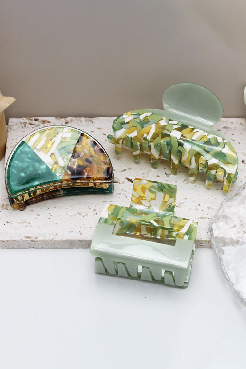 SQUARE LEO MARBLE PATTERN SMALL HAIR CLIP