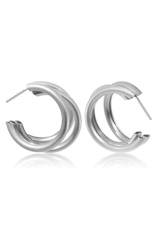 RETRO SIMPLE C-SHAPED ROUND TUBE EARRING