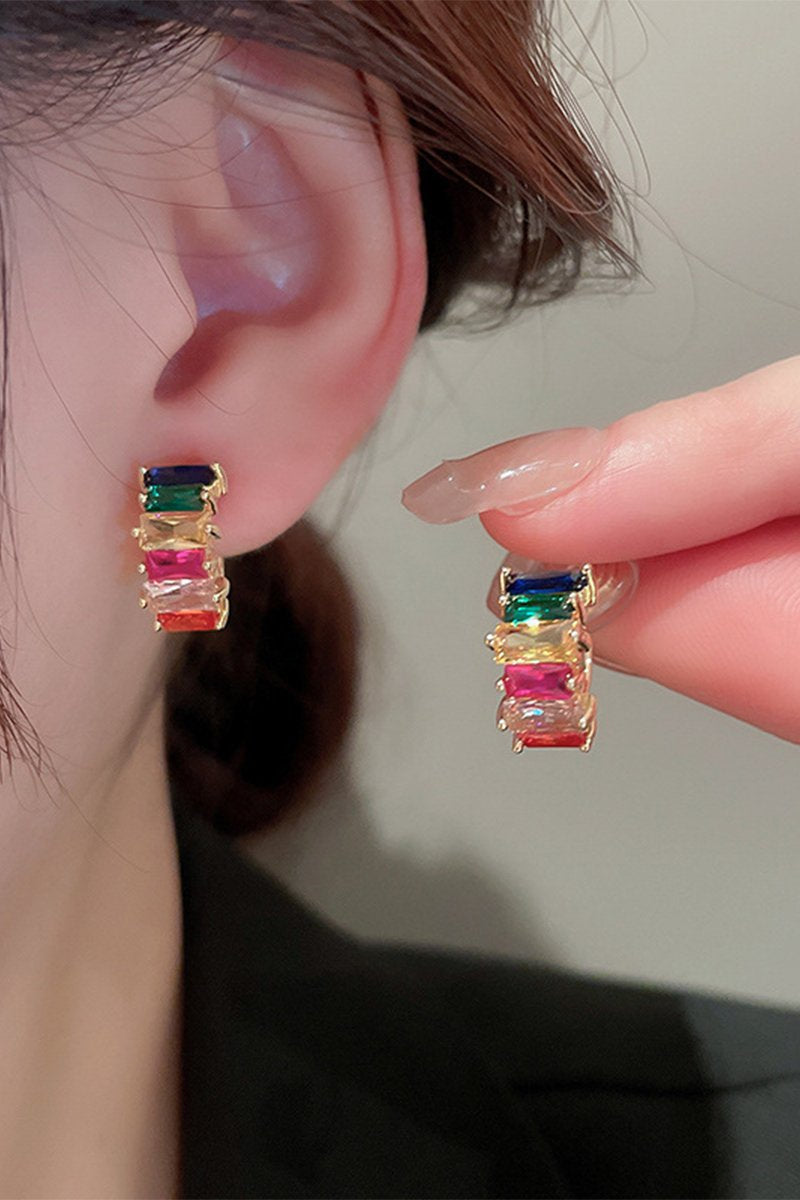 COLORED GEM HOOP EARRINGS