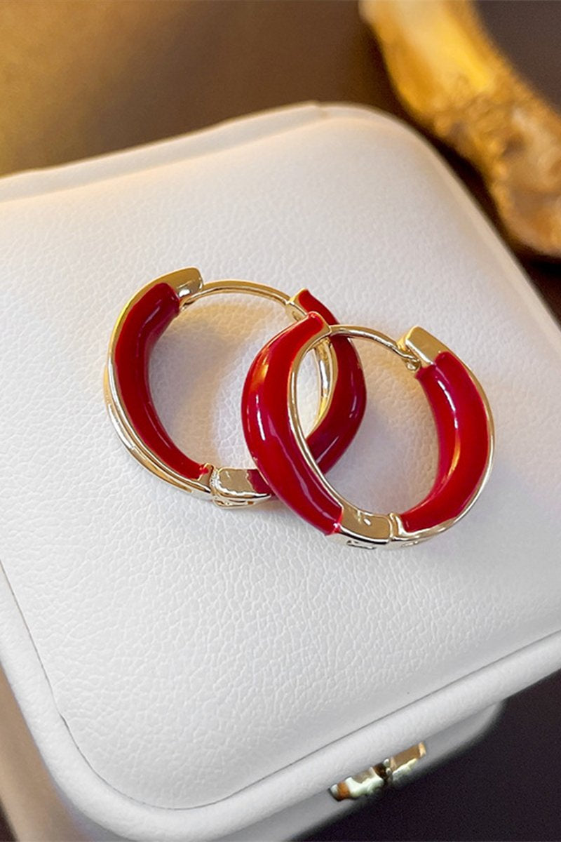 RED HOOP RING EARRINGS