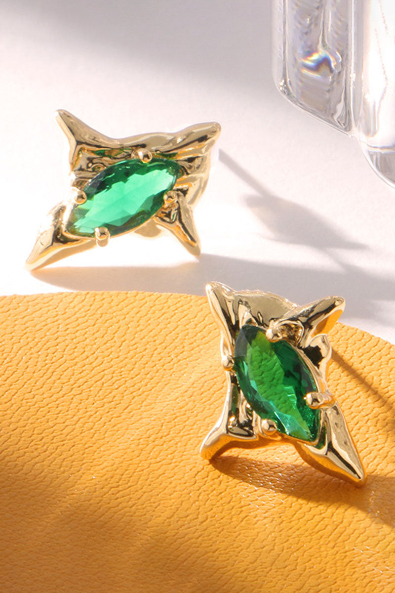 WOMEN RETRO IRREGULAR EMERALD EARRINGS