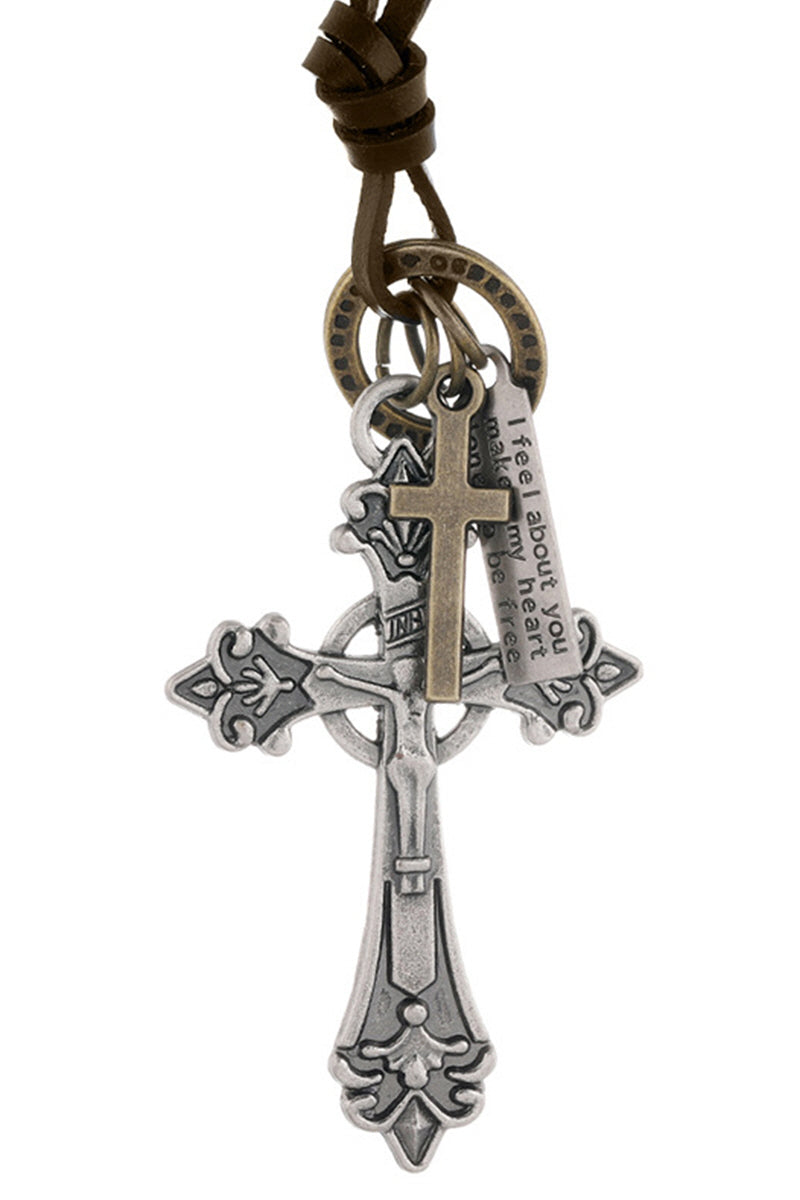 RETRO PU ADJUSTABLE CROSS PENDANT