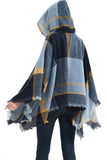 PLAID PATTERN TRENDY HOODED CAPE