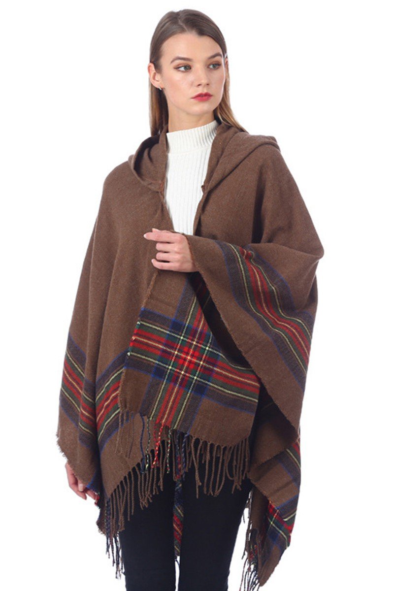 PLAID PATTERN TRENDY FASHION SHAWL WRAP, (L)51.2″ (W)59.1″