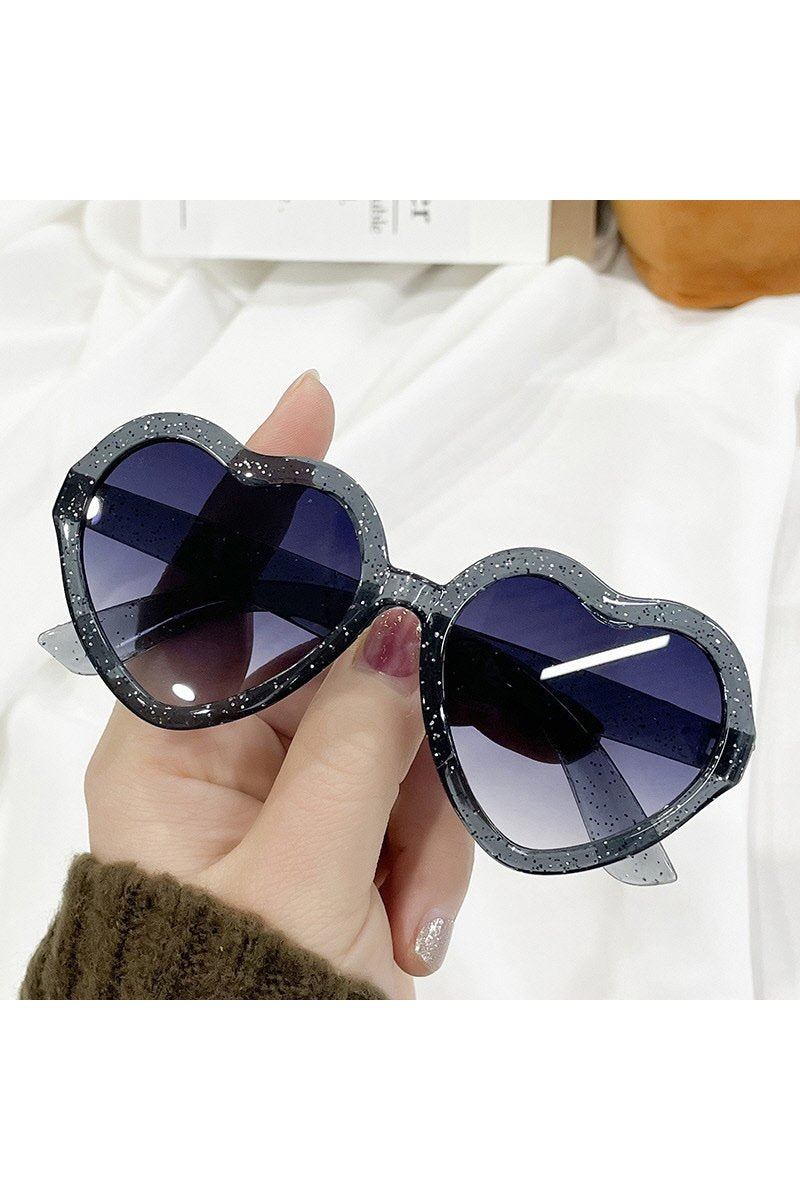 FASHION GLITTER PEACH HEART SUNSCREEN SUNGLASSES