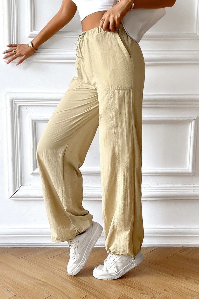 WOMEN WORKING OUT ELASTIC WAIST COZY LONG PANTS