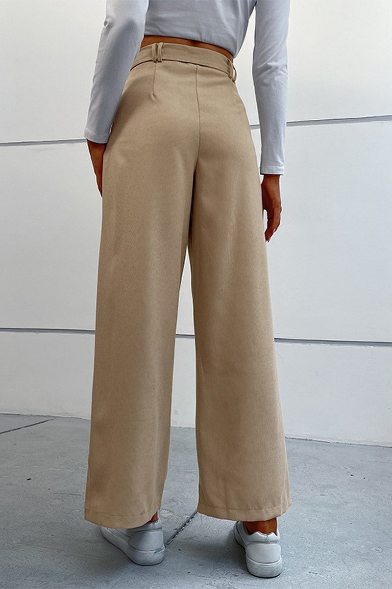 WOMEN STRAIGHT LEG FRONT TIED LONG CASUAL PANTS