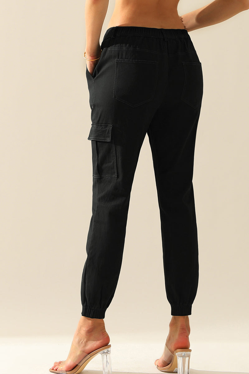 HIGH WAIST JOGGER CARGO PANTS FOR WOMEN GIRLS KIDS TAPERED FATIGUE SWEATPANTS WITH FLAP POCKETS