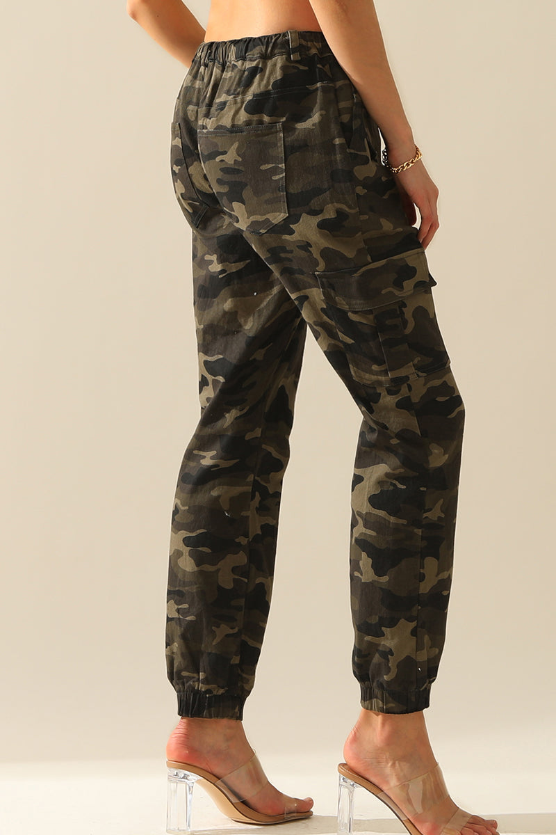 HIGH WAIST JOGGER CARGO PANTS FOR WOMEN GIRLS KIDS TAPERED FATIGUE SWEATPANTS WITH FLAP POCKETS