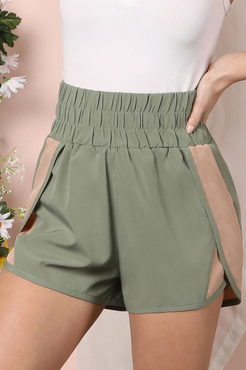WOMENS HIGH WAISTED RUNNING SHORTS 2-TONE POINT PANTS