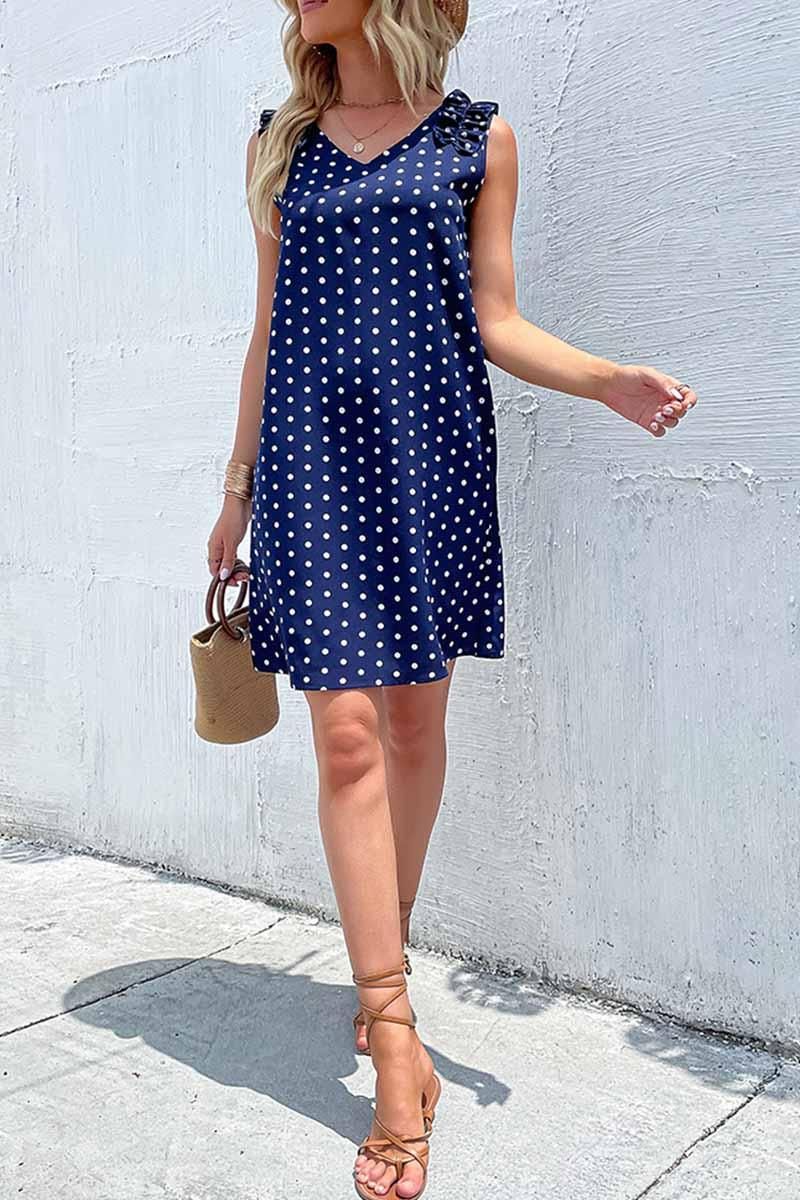 FUNGUS EDGE POLKA DOT DAILY DRESS - Doublju