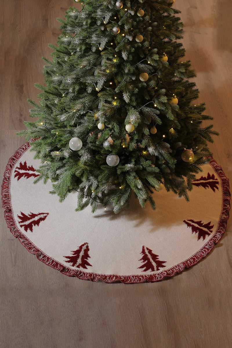 KNITTED CHRISTMAS CEDAR TWO-COLOR TREE SKIRT