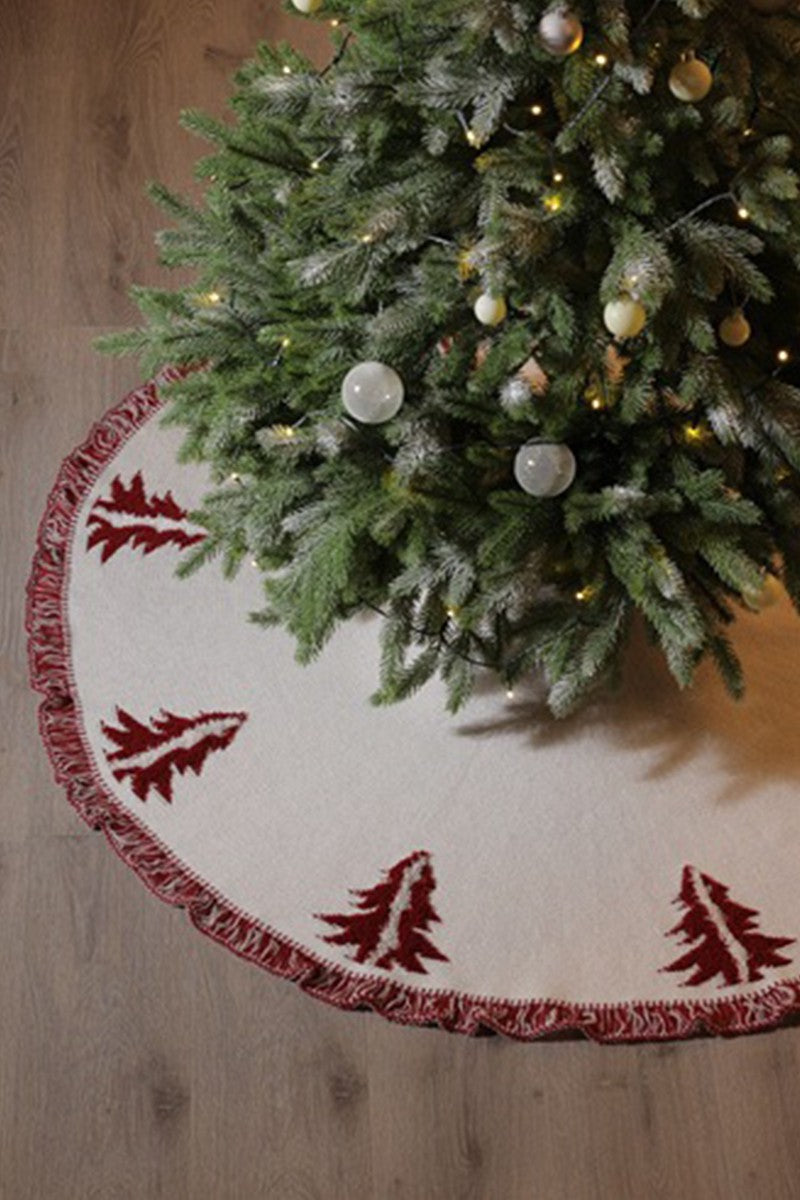 KNITTED CHRISTMAS CEDAR TWO-COLOR TREE SKIRT