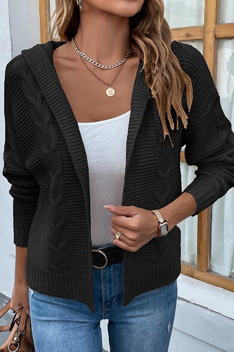 WOMENS KNITTED OPEN FRONT CARDIGAN - Doublju