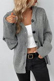 WOMENS KNITTED HODDY STYLE BUTTON DOWN CARDIGAN - Doublju