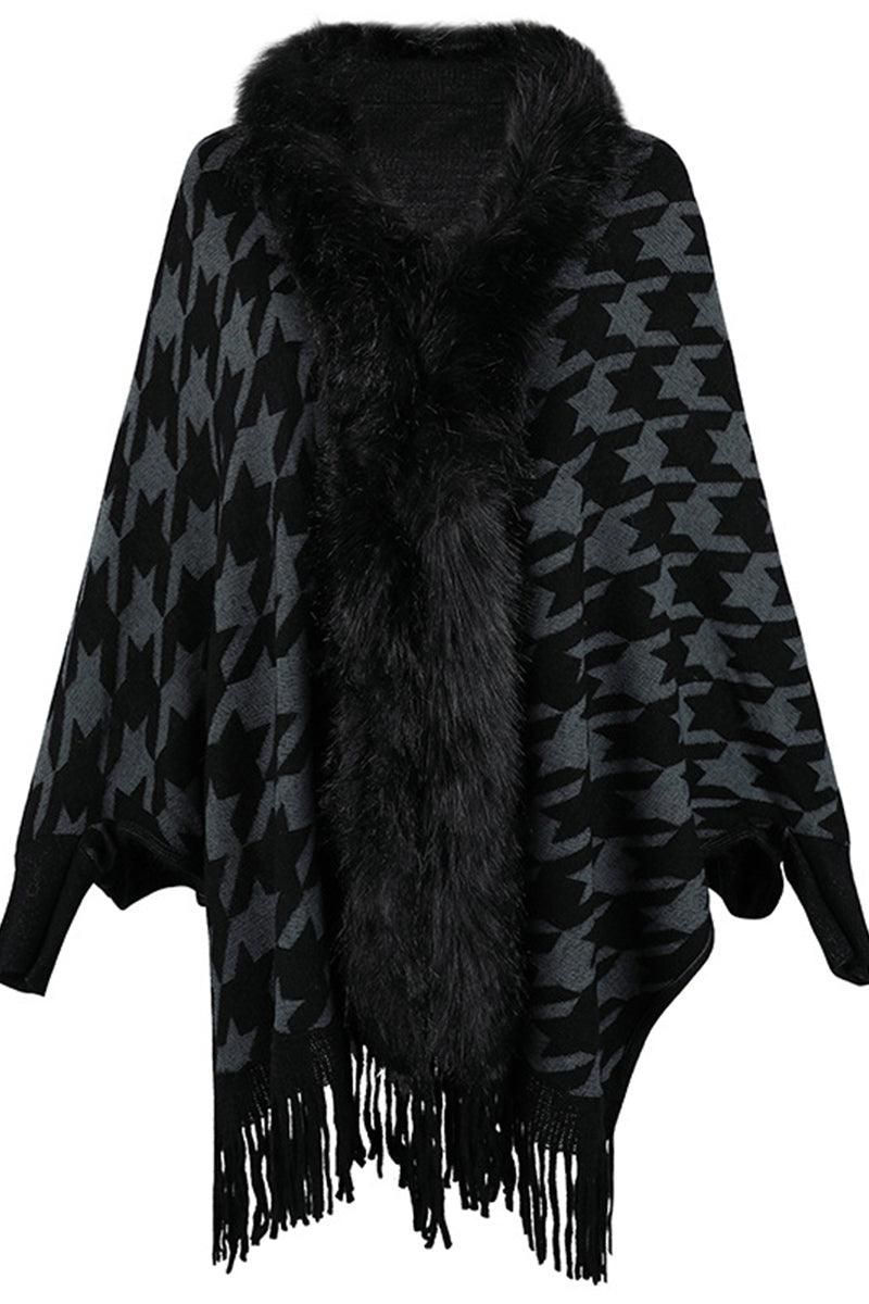 WOMENS OPEN FRONT FUR SHAWL JACKET - Doublju