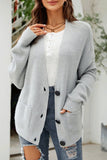 BUTTON CLOSURE KNIT CARDIGAN WITH POCKETS