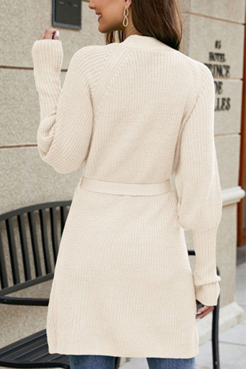 WOMEN FITTED RIB CUFF OPEN FRONT KNIT CARDIGAN