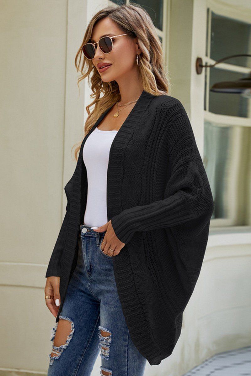 WOMEN CHUNKY KNITTED SOLID FALL WINTER CARDIGAN