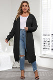 WOMEN PLUS SIZE KNITTED OPEN FRONT LONG CARDIGAN