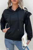 WOMEN LACED FRILL HOODIE WITH KANGAROO POCKET