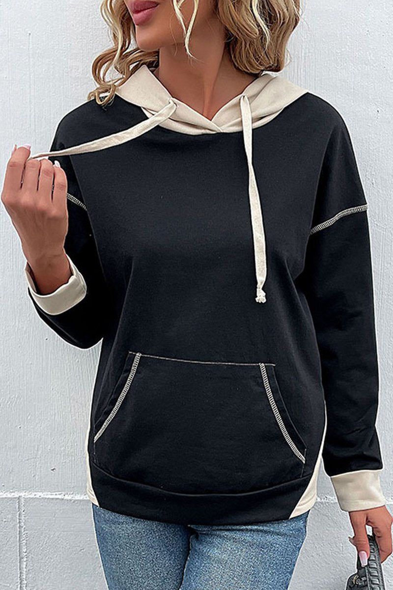 WOMEN SEAM STITCHED KANGAROO POCKET HOODIE