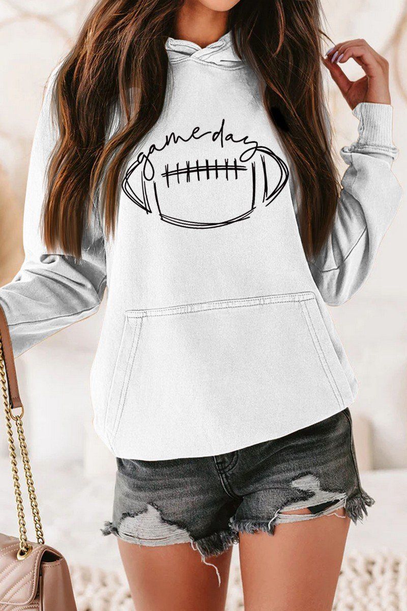GAME DAY PRINTING LONG SLEEVE HOODIE PULLOVER